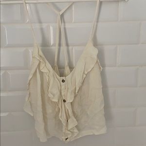 Ruffle cream flowy crop top